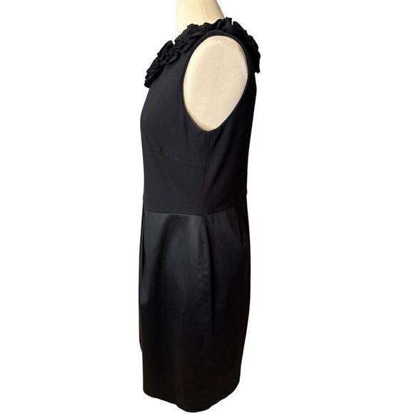 TAYLOR Audrey Hepburn Style Black Ruffle Little Black Dress Size 12 Sleeveless - Picture 4 of 8